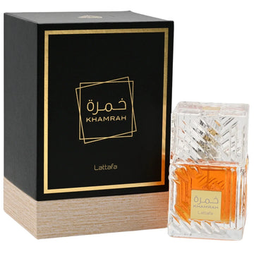 Lattafa Khamrah Eau De Parfum 100ml bottle - spicy vanilla